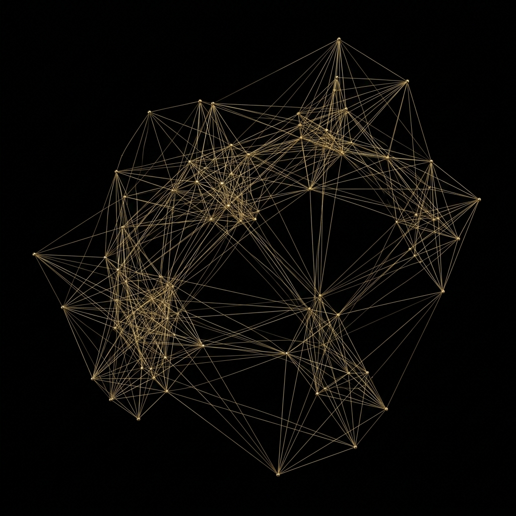 Pure mathematical 3D directed graph network wireframe