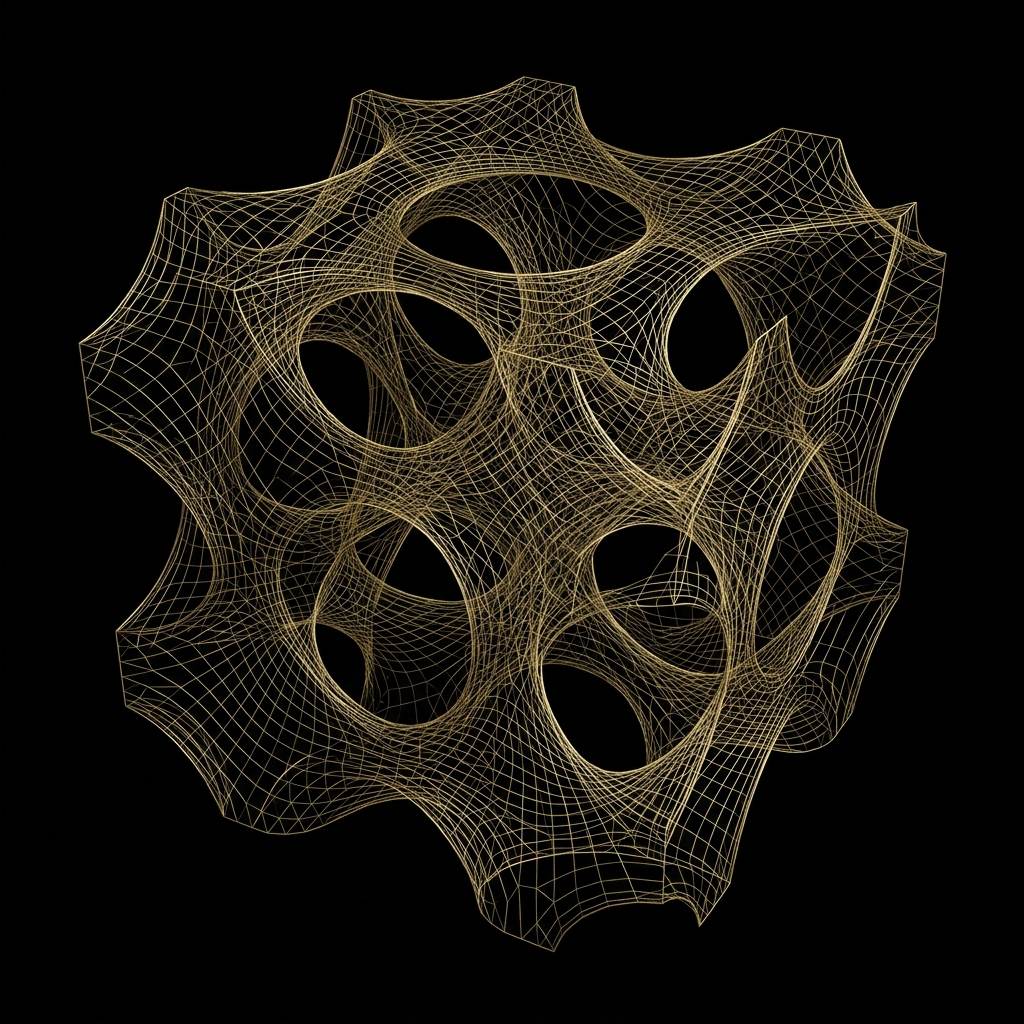 Pure mathematical 3D Gyroid periodic minimal surface wireframe